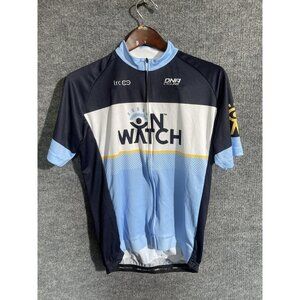 DNA Cycling Jersey Mens Large Blue On Watch Full Zip Short Sleeve Pockets Bike